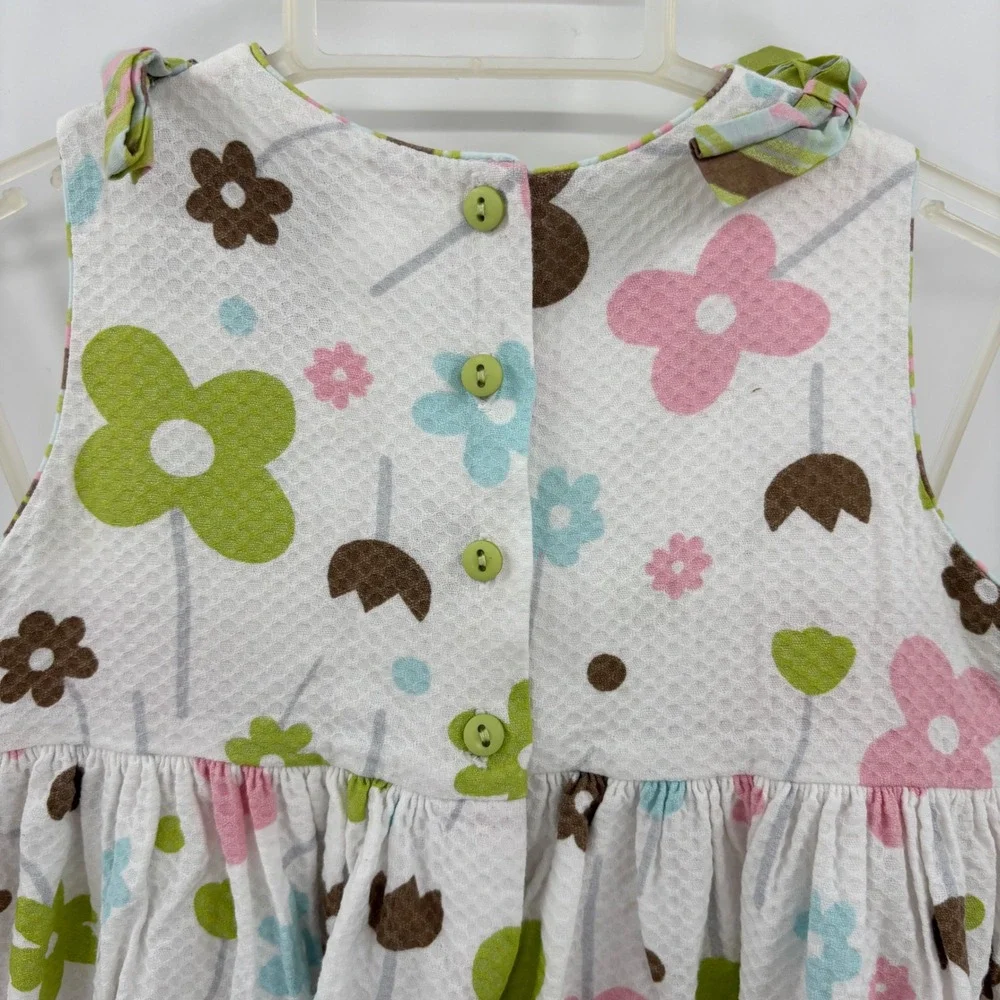 Sarah Louise Floral Dress Kids 2Y White Hand Embroidered Seersucker Easter Bows